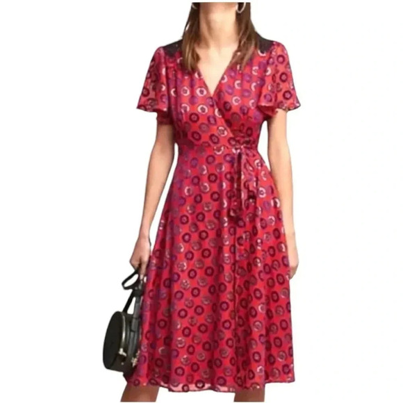 Anthropologie Kopal Adria Red flutter sleeves wrap dress - Picture 1 of 10